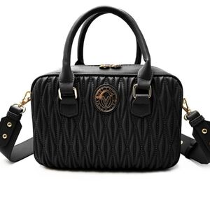 NWT Valentino Orlandi Black East West Handbag with Detachable crossbody Strap